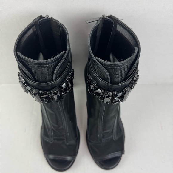 Karl Lagerfeld Women's US 7.5Blayze Black Mesh Ankle Pumps Peep Toes Shoes - Picture 4 of 12